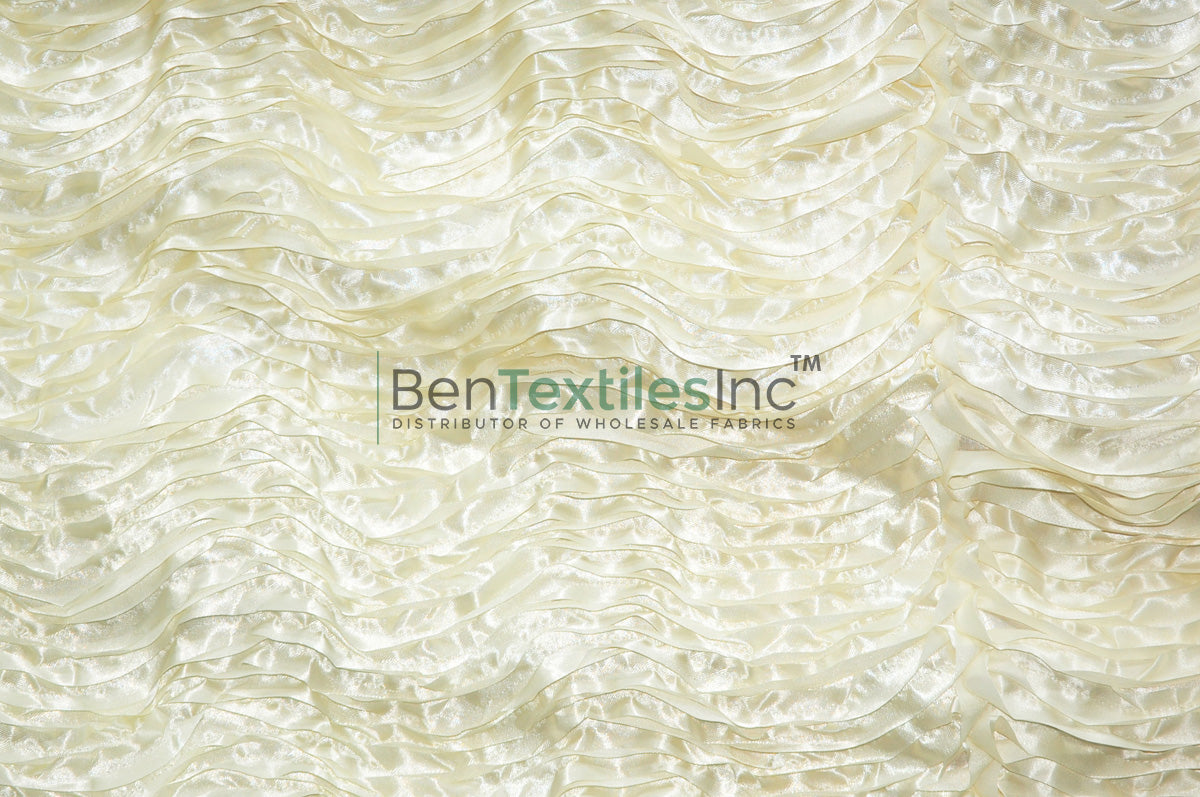 Australian Layered Puff Satin | 3D Layered Wave Satin Fabric | 54" Wide | Multiple Colors Available