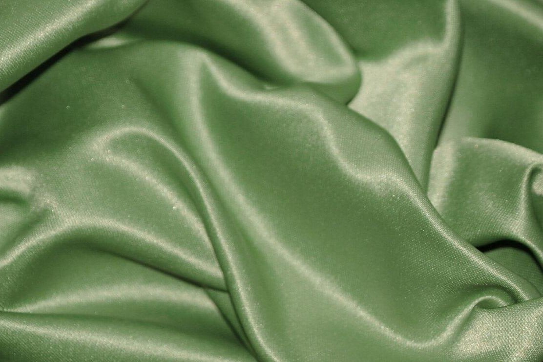 L'Amour Satin Fabric | Polyester Matte Satin | Peau De Soie | 60" Wide | Wholesale Bolt | Wedding Dress, Tablecloth, Multiple Colors | Fabric mytextilefabric Bolts Light Sage 