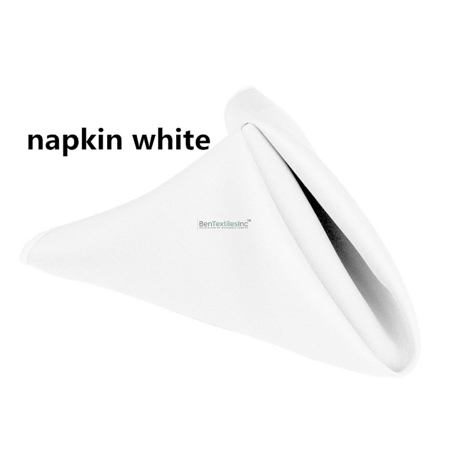 Polyester Table Napkins | 20 x 20 Inch | Baby Hem Edge | Washable, Durable, Reusable | White, Ivory, Black |