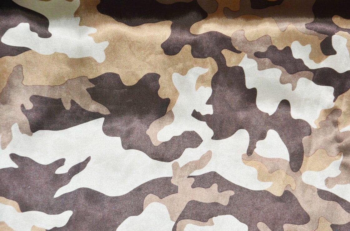 Army Camouflage Satin Print Fabric | Camo Charmeuse Satin | 60" Wide | Fabric mytextilefabric Bolts Olive Camouflage 