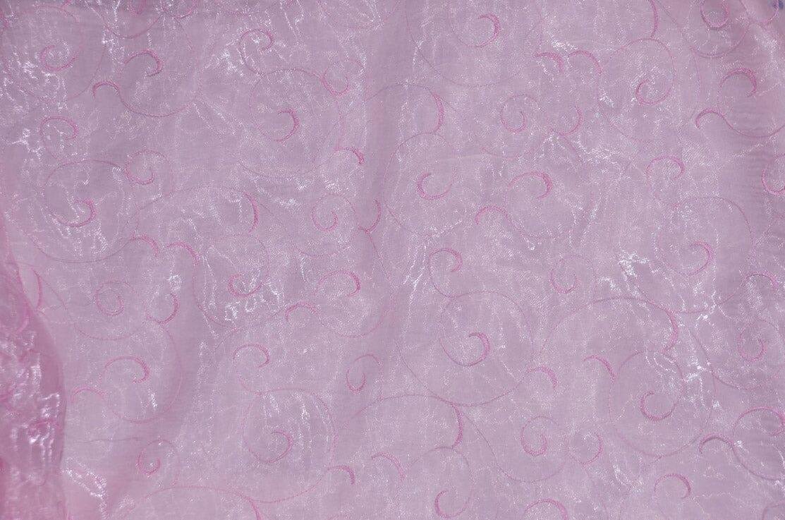 Swirl Organza Fabric | Embroidered Swirl Sheer | 54" Wide | Multiple Colors | Fabric mytextilefabric Yards Pink 