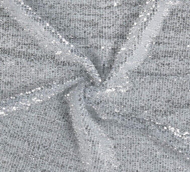 Pleated Glitz Sequins Fabric | Pleated Spandex Sequins Fabric | 56" Wide | Multiple Colors | newtextilefabric Yards Silver 