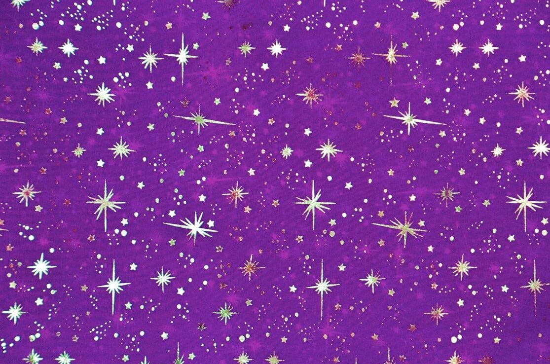 Shooting Star Foil Organza Fabric| 60" Wide | Sheer Organza with Foil Silver Metallic Star | Decor, Overlays, Accents, Dresses, Apparel | Fabric mytextilefabric Yards Plum 