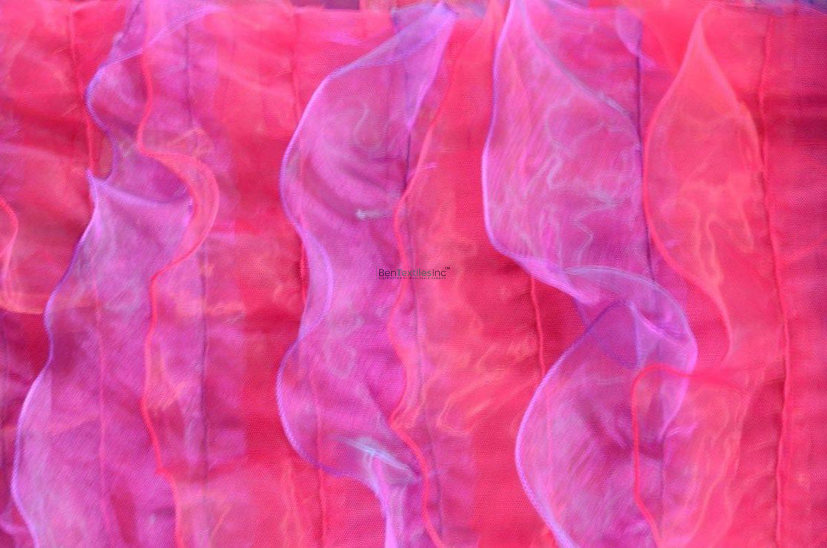 Layered Ruffles Textiles Organza Ruffled Mesh Fabric | Layered Ruffle Mesh Fabric | 57 Inch Wid ...