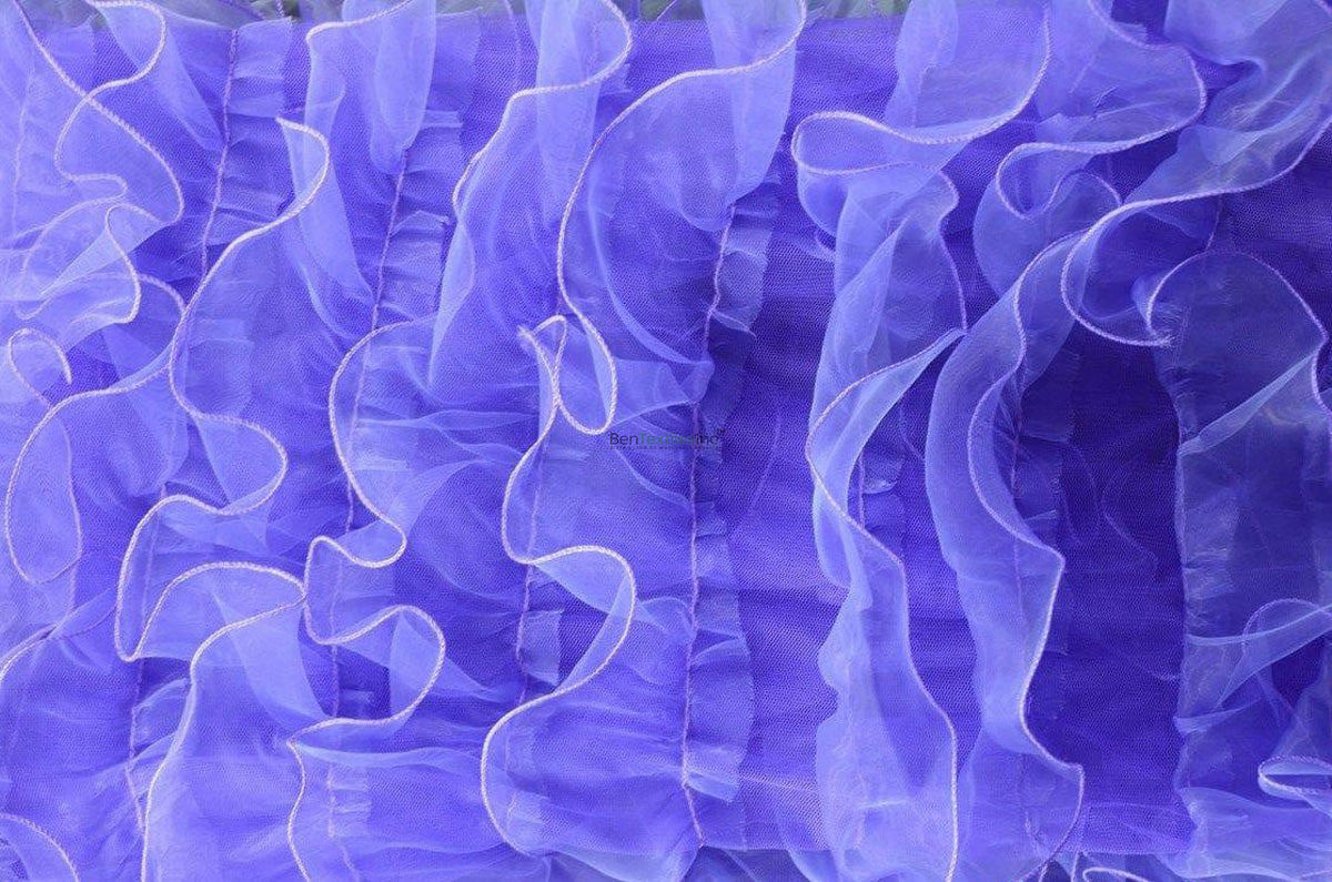 Layered Ruffles Textiles Organza Ruffled Mesh Fabric | Layered Ruffle Mesh Fabric | 57 Inch Wid ...