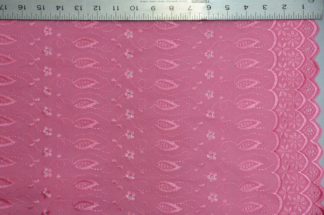 Polyester Cotton Eyelet Embroidery | Double Sided Border | 45" Wide | Multiple Colors | Fabric mytextilefabric Yards Rose 