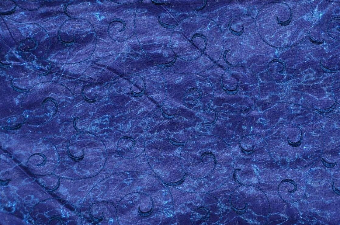 Swirl Organza Fabric | Embroidered Swirl Sheer | 54" Wide | Multiple Colors | Fabric mytextilefabric Yards Royal Blue 