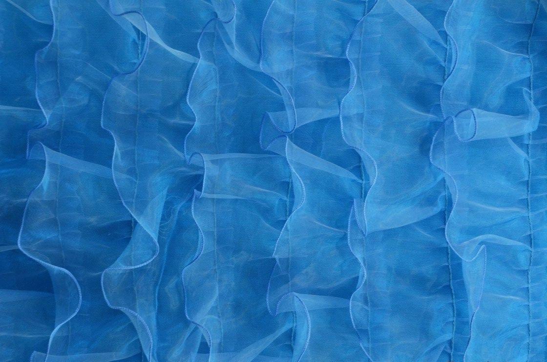 Organza Ruffled Mesh Fabric | Layered Ruffle Mesh Fabric | 57" Wide | Multiple Colors | Fabric mytextilefabric Yards Turquoise 