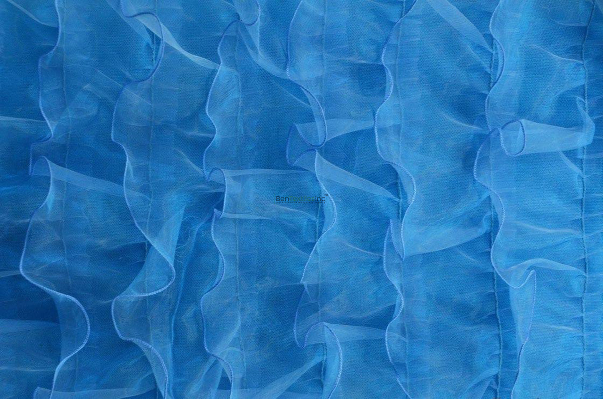 Layered Ruffles Textiles Organza Ruffled Mesh Fabric | Layered Ruffle Mesh Fabric | 57 Inch Wid ...