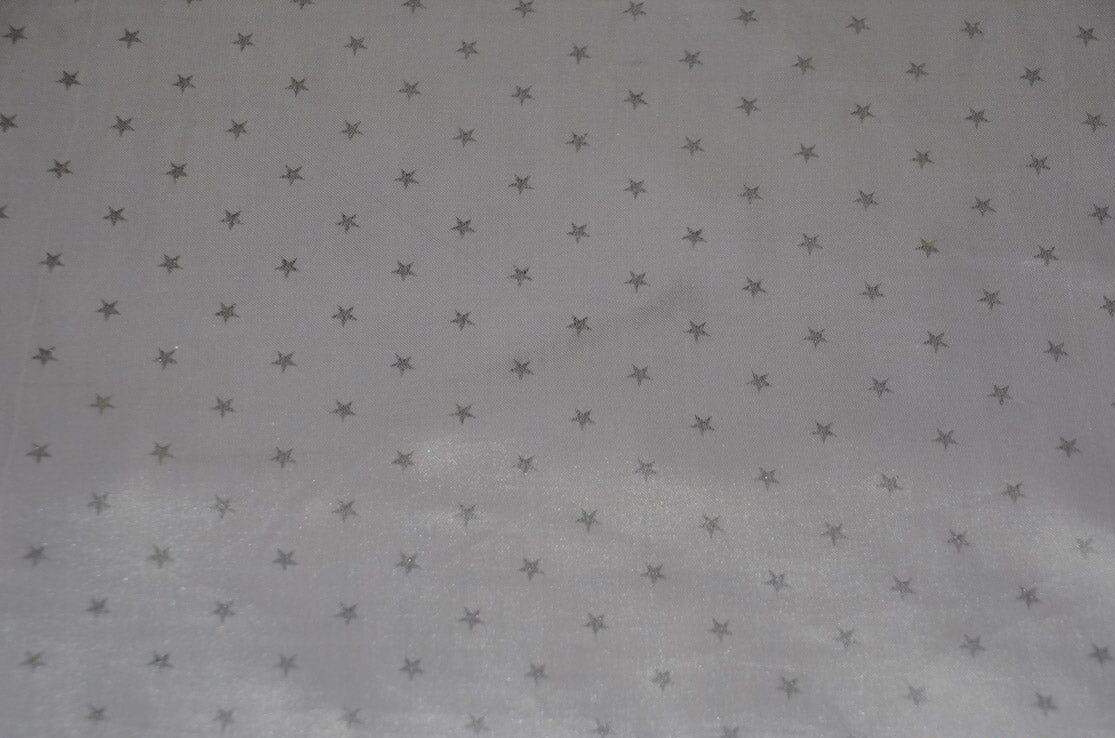 Mini Star Silky Satin Fabric | Soft Mini Star Charmeuse Fabric | 60" Wide | White Pink Mint | Fabric mytextilefabric Yards White Silver Star 