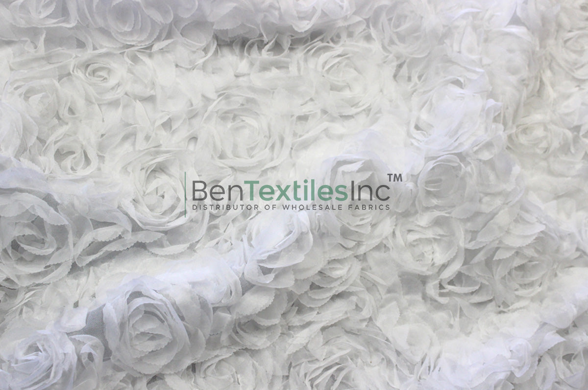 Sheer Rose Garden | 52" Wide | 3D Floral Chiffon Fabric Embroidered on Mesh | Multiple Colors