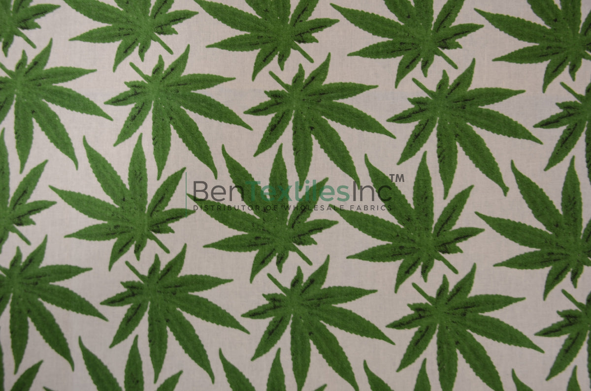 Marijuana Cannabis Leaf Cotton Fabric | 100% Cotton Print | 60