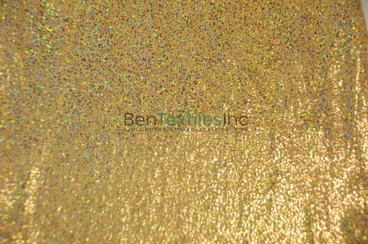 Hologram Foil Spandex Fabric Gold, by the yard
